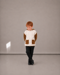 Ivory & Brown Cozy Patch Welsoft Hooded Jacket