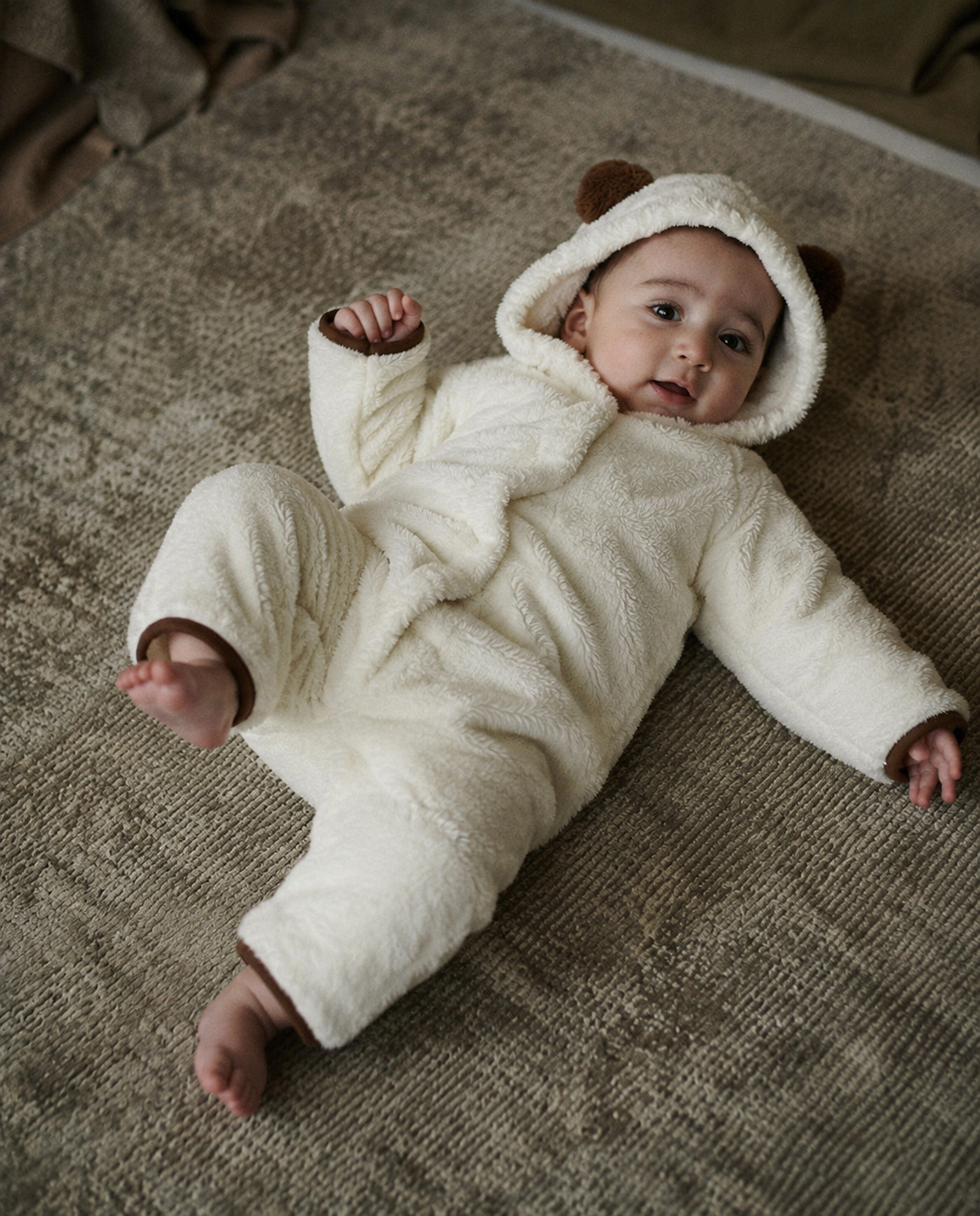 Ivory Teddy Welsoft Hooded Romper