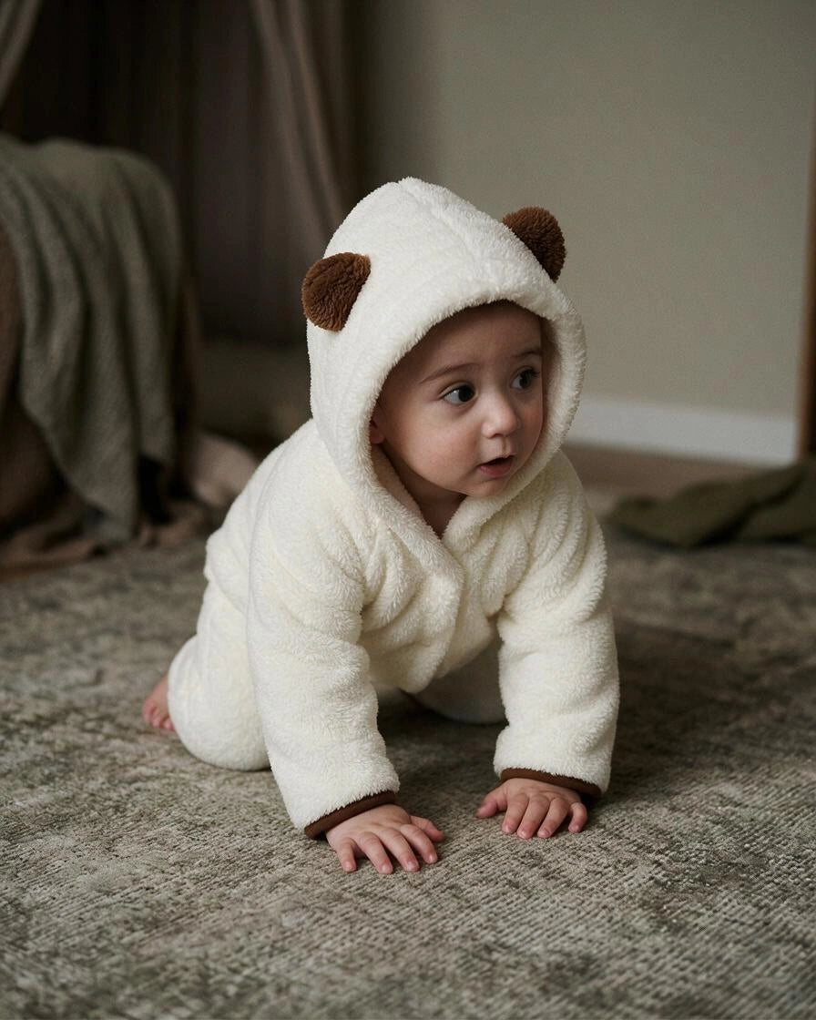 Ivory Teddy Welsoft Hooded Romper