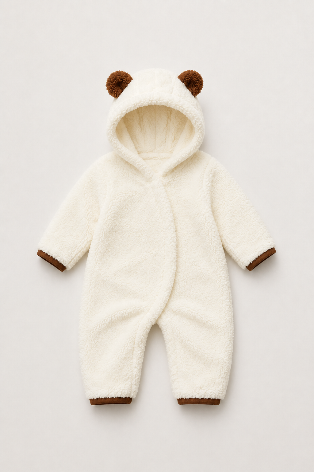 Ivory Teddy Welsoft Hooded Romper