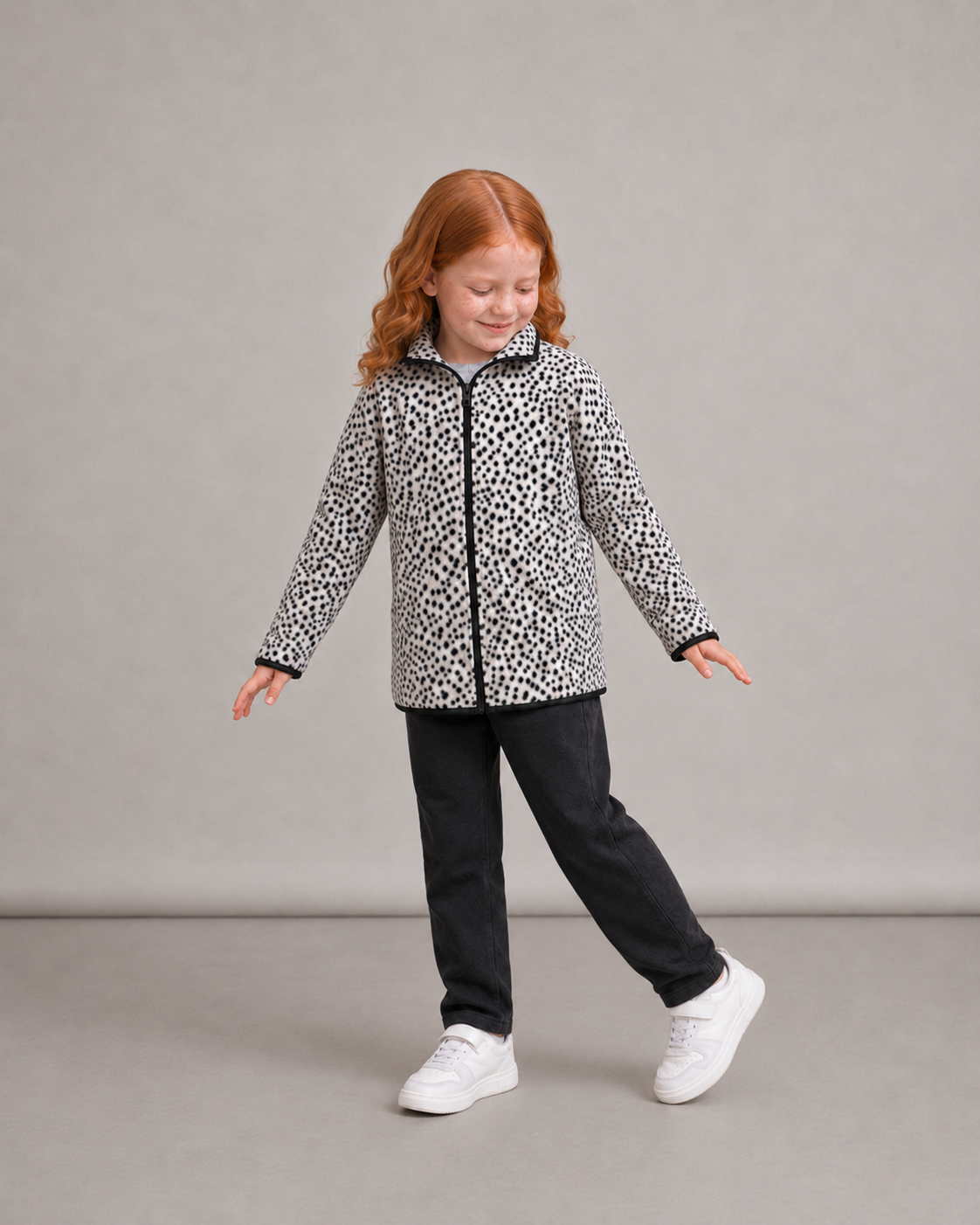 Taupe Dot Sherpa Zip Cardigan