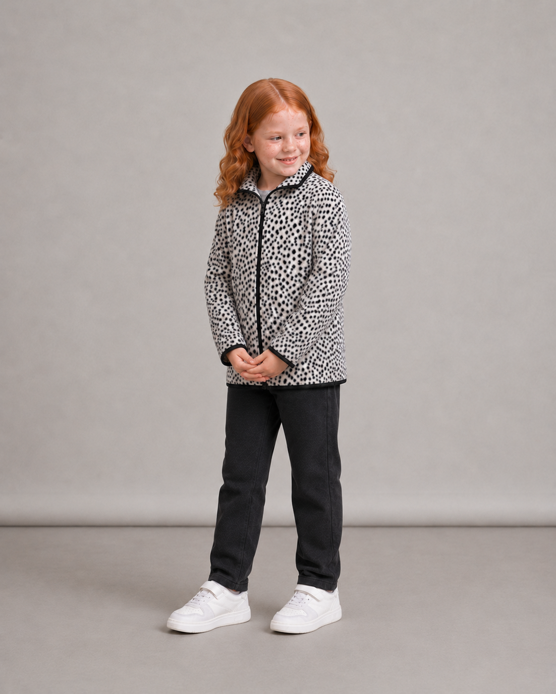 Taupe Dot Sherpa Zip Cardigan