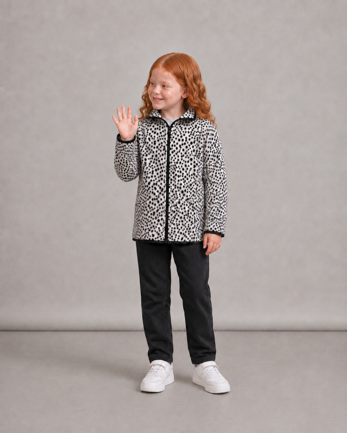 Taupe Dot Sherpa Zip Cardigan