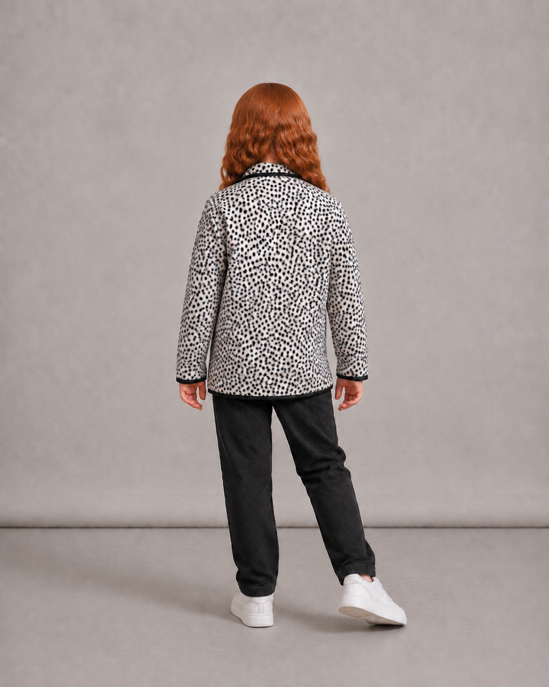 Taupe Dot Sherpa Zip Cardigan