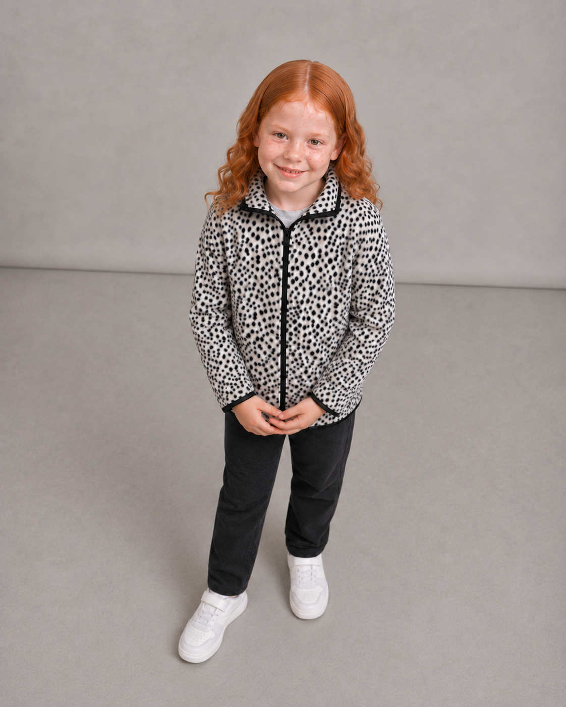Taupe Dot Sherpa Zip Cardigan