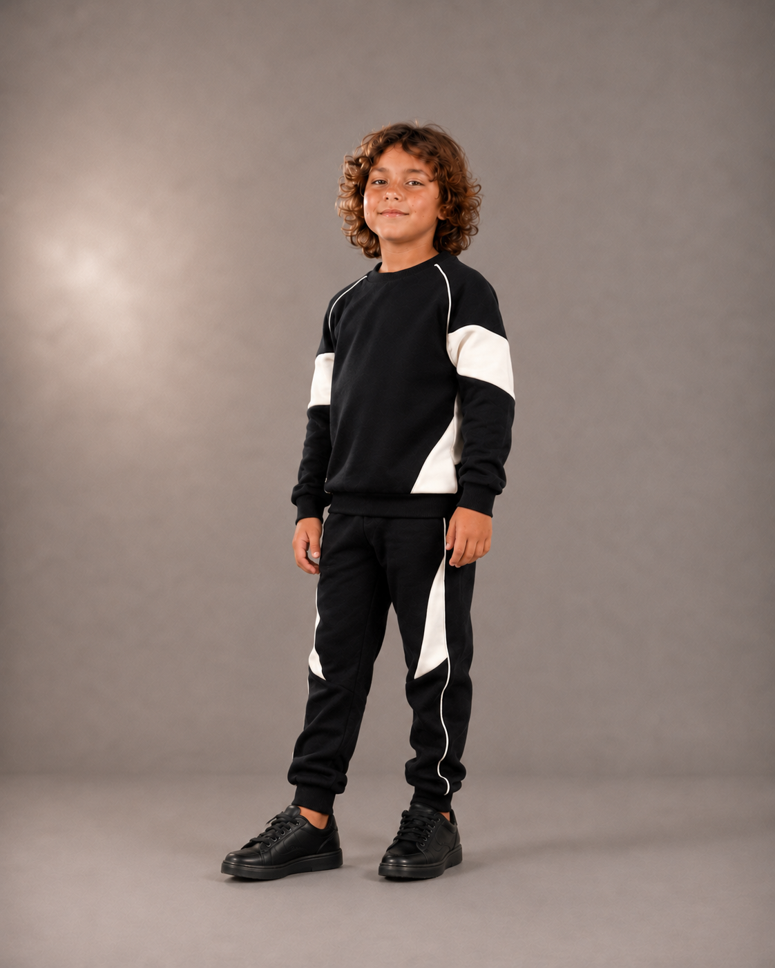 Black Cotton Blend Sweat Set