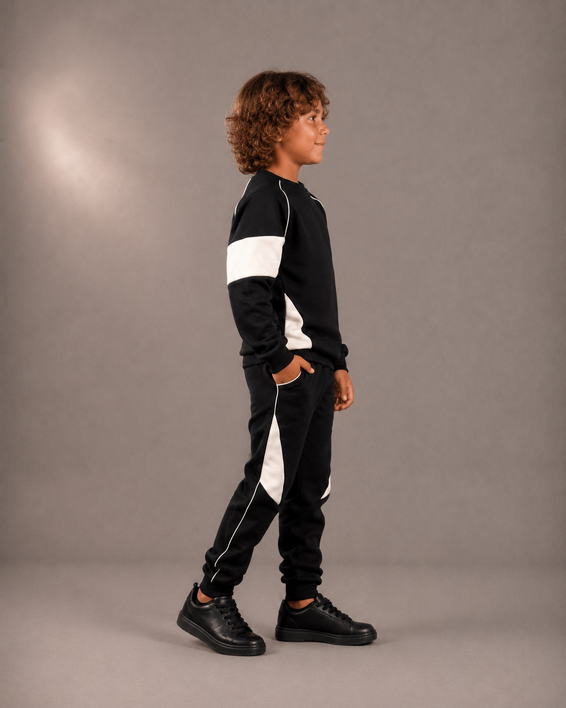 Black Cotton Blend Sweat Set