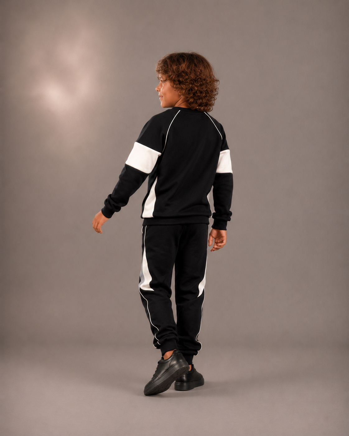 Black Cotton Blend Sweat Set