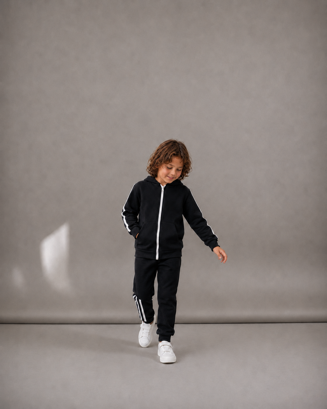 Black Zip-Up Sweat Set