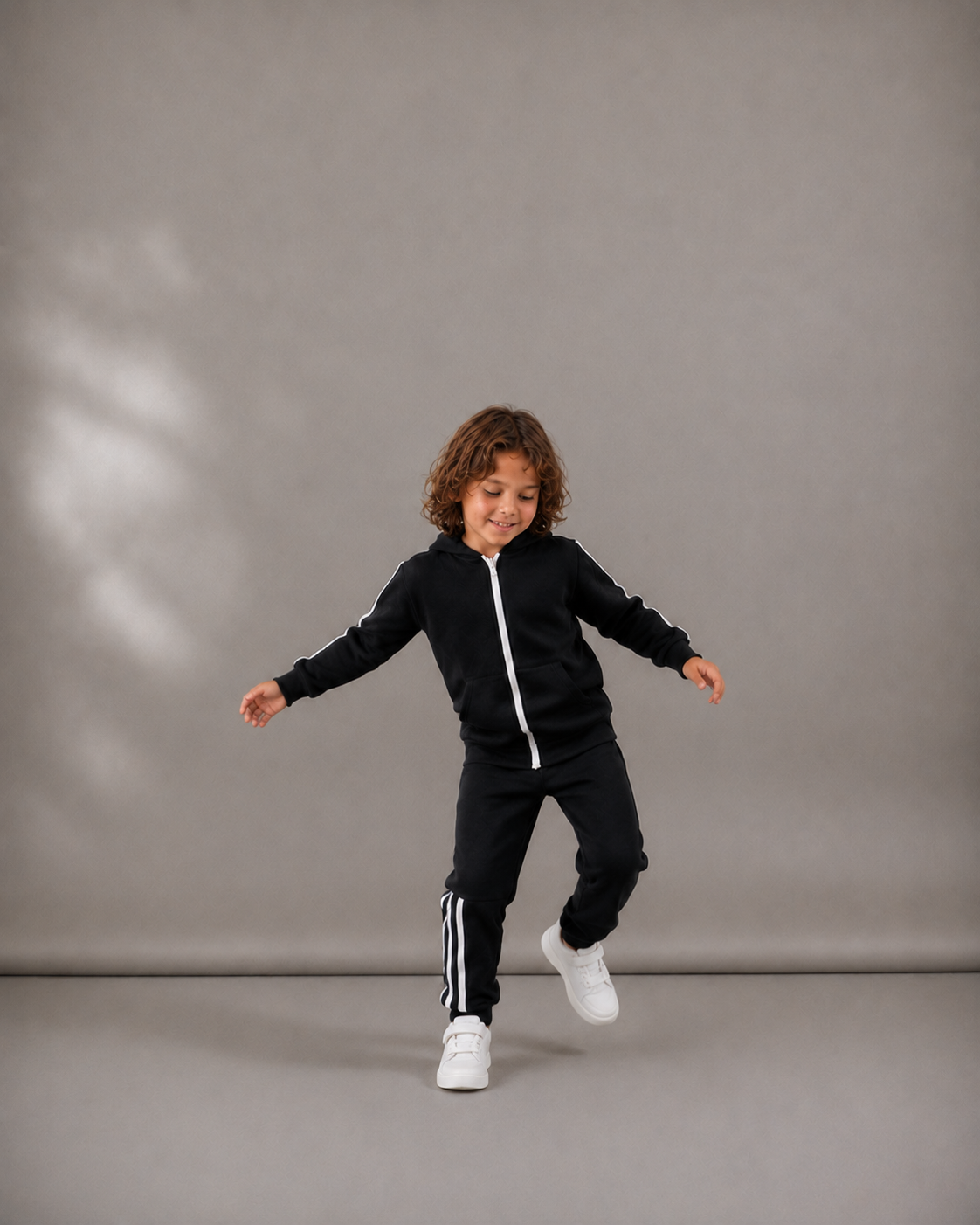 Black Zip-Up Sweat Set