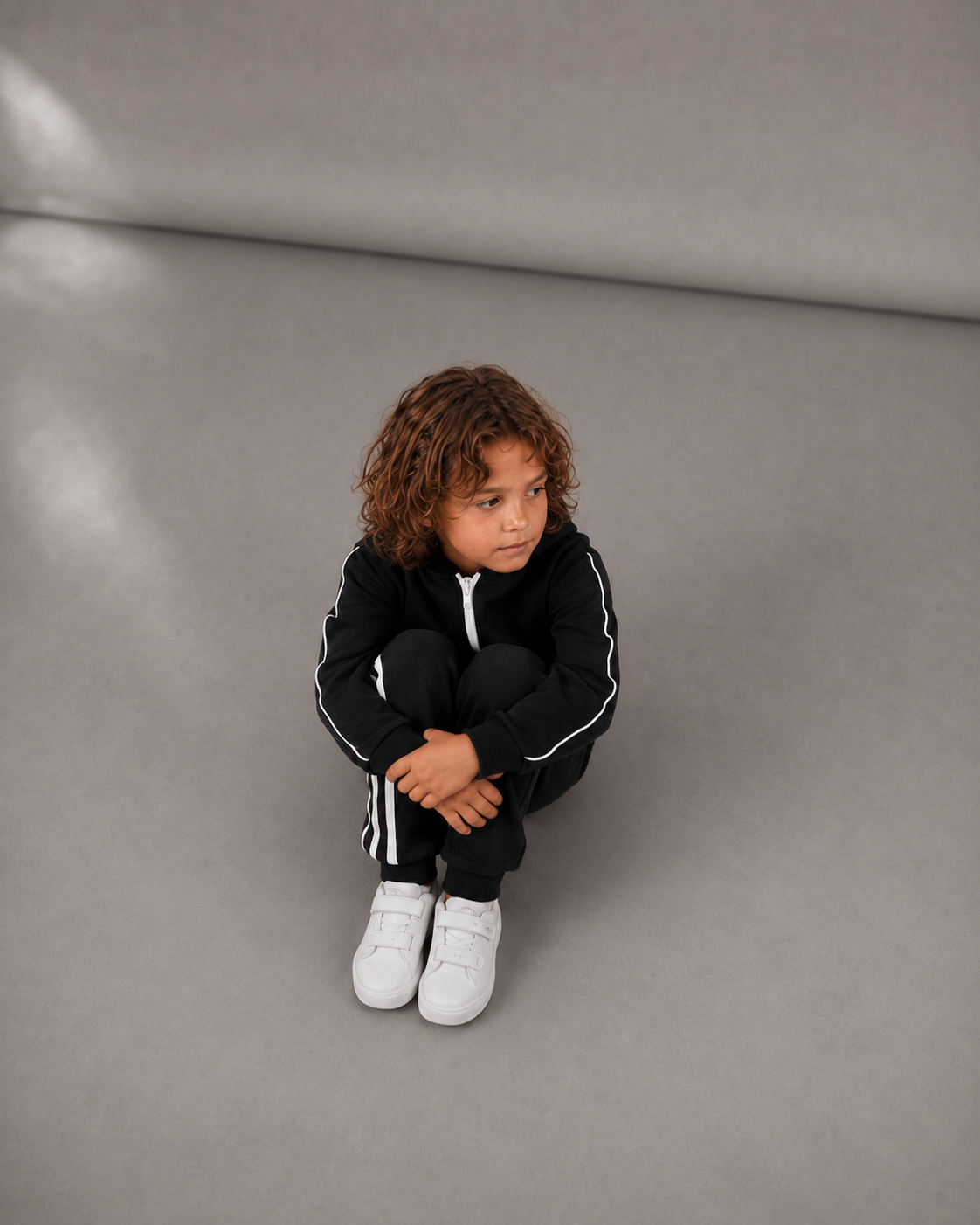 Black Zip-Up Sweat Set