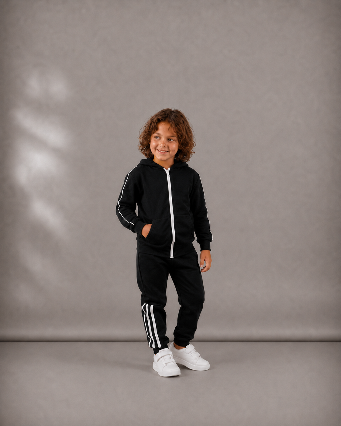Black Zip-Up Sweat Set