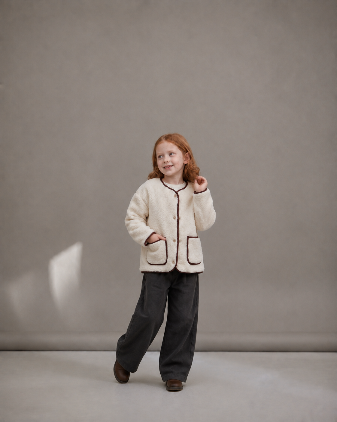 Ivory Cozy Trim Welsoft Cardigan