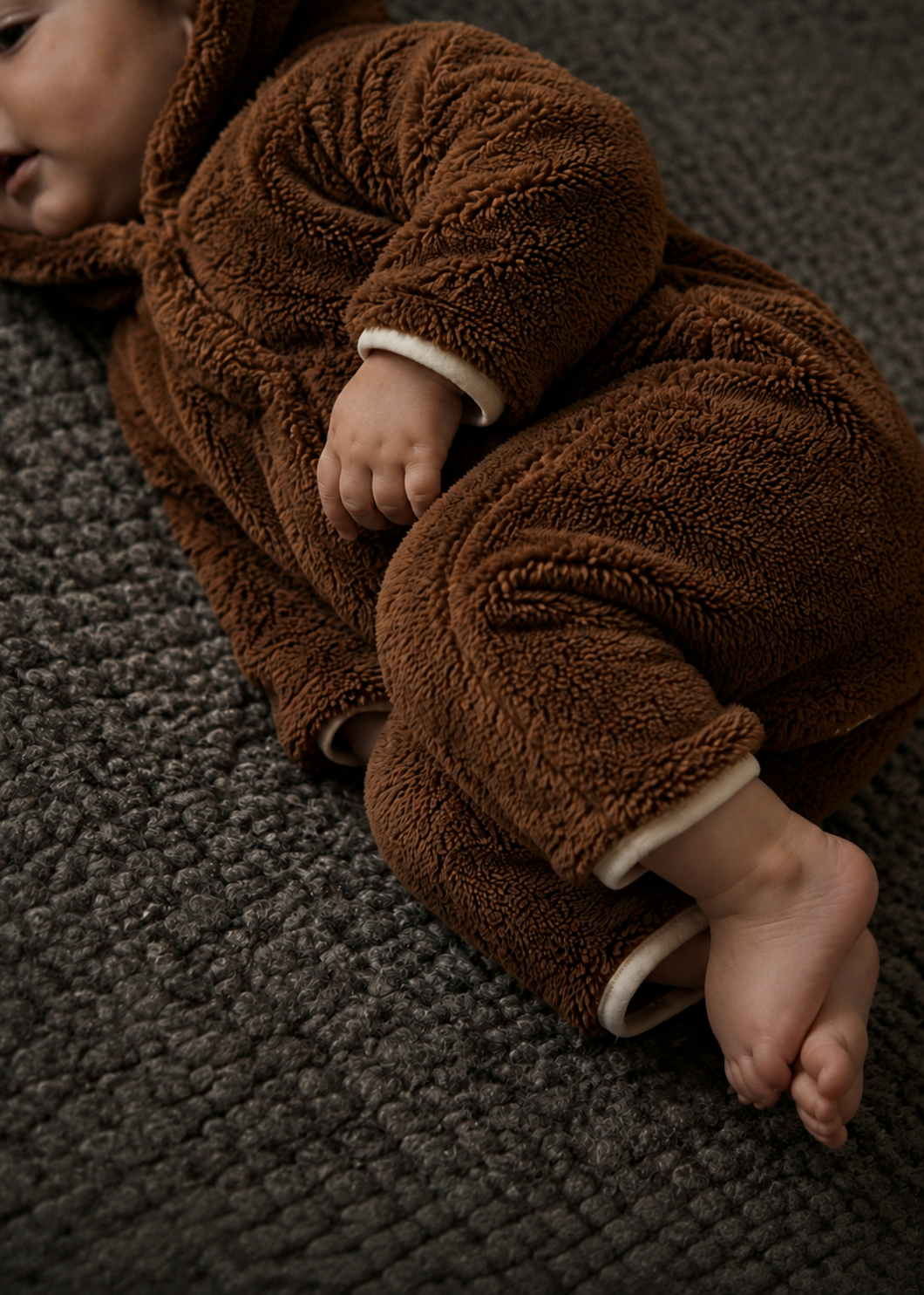 Brown Teddy Welsoft Hooded Romper