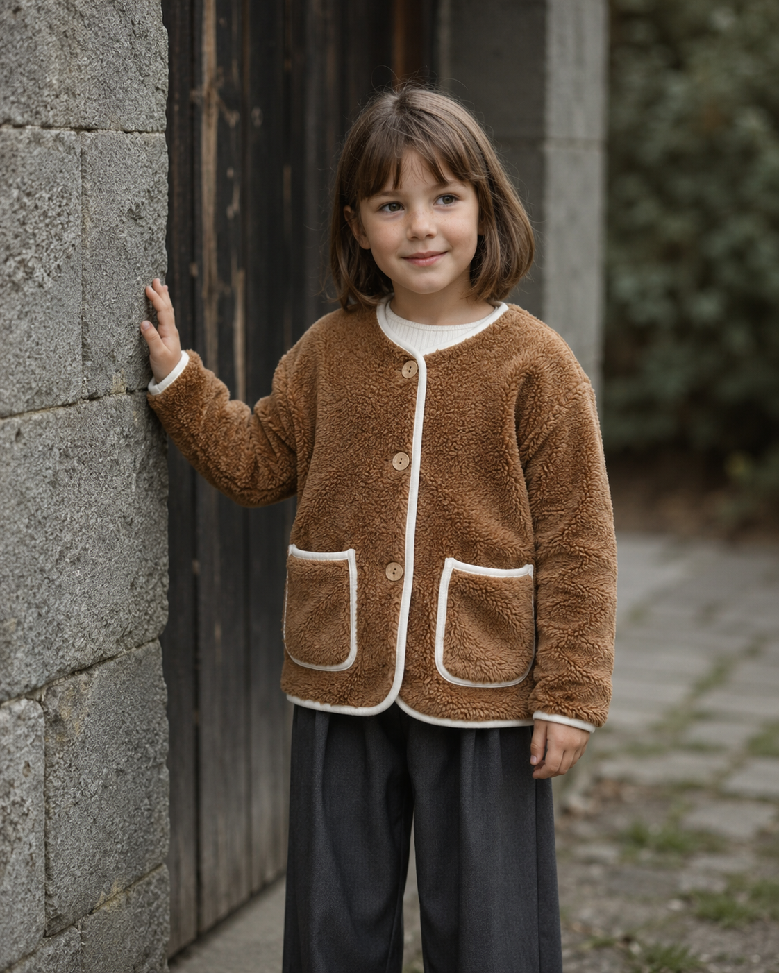 Brown Cozy Trim Welsoft Cardigan