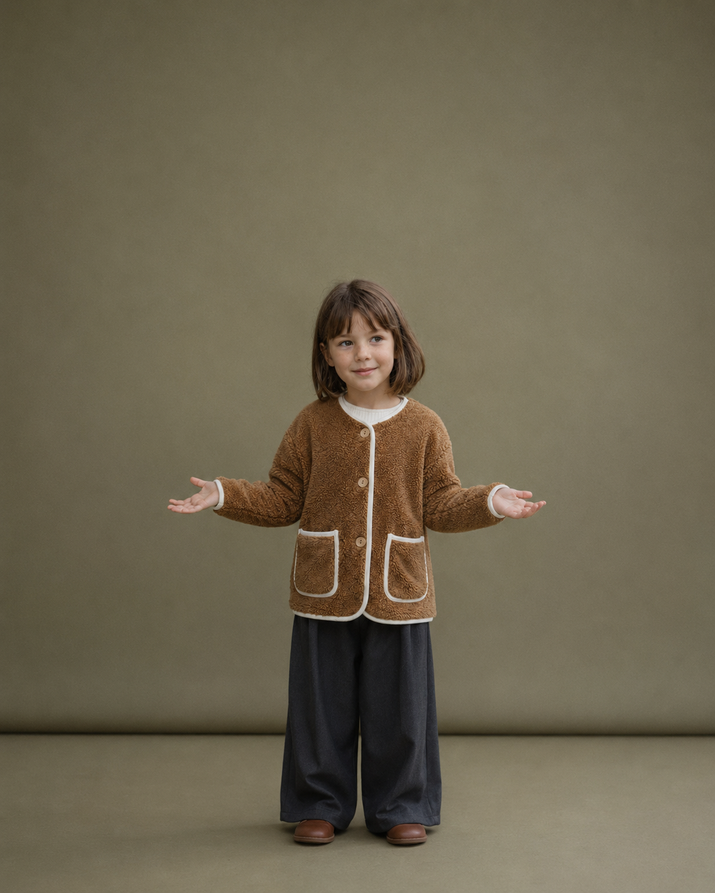 Brown Cozy Trim Welsoft Cardigan