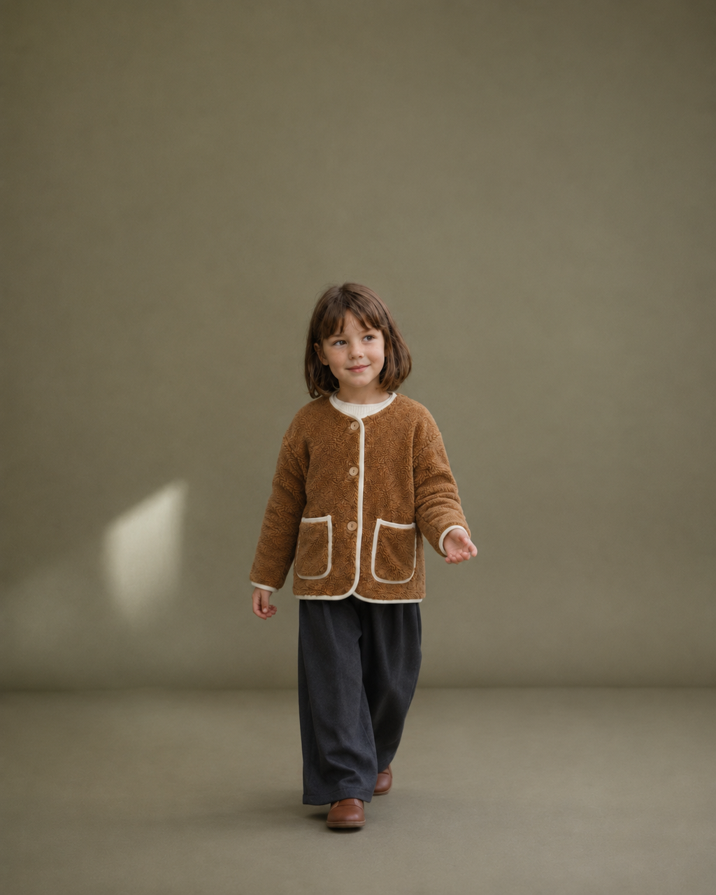 Brown Cozy Trim Welsoft Cardigan