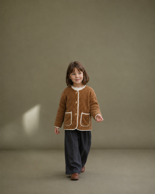 Brown Cozy Trim Welsoft Cardigan