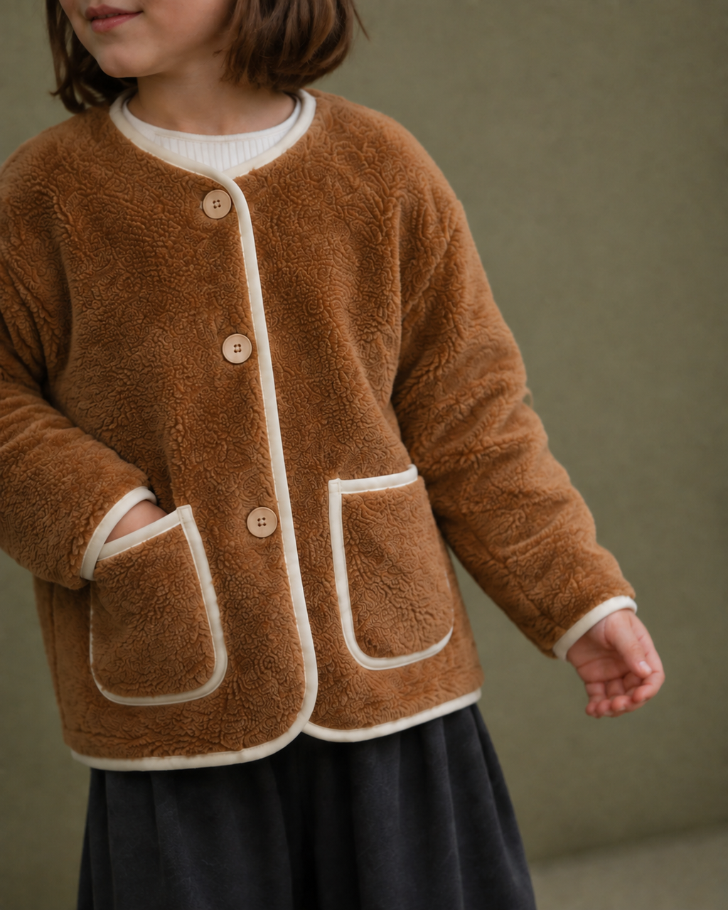 Brown Cozy Trim Welsoft Cardigan