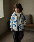 Ivory & Blue Quilted Hooded Jacket